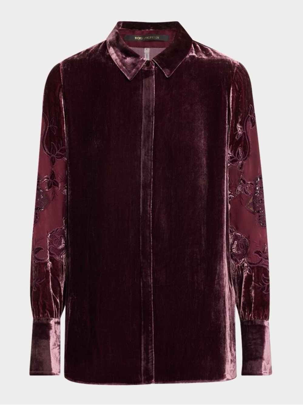 Kobi Halperin women’s Velvet Button-Down Shirt - Burgundy